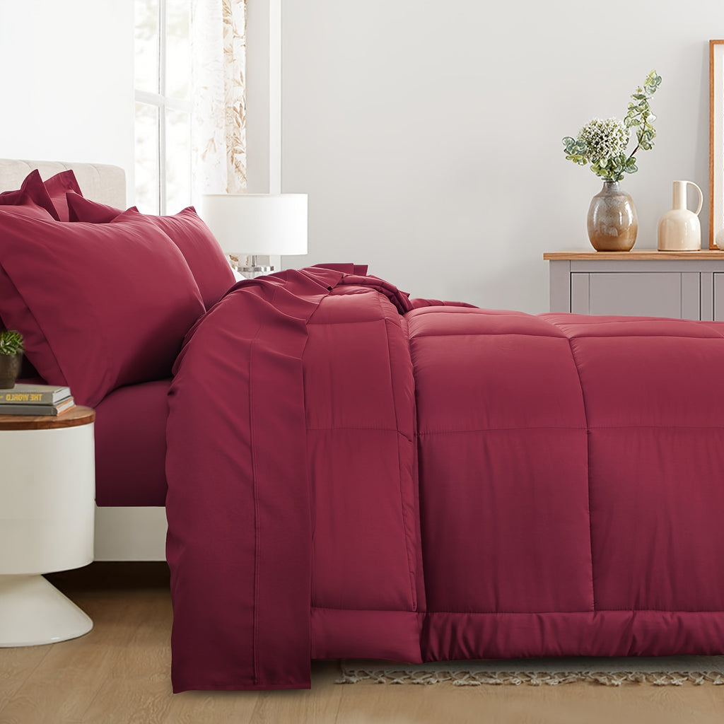 Bed in a Bag Queen 7 Piece Fluffy Comforter Set – Ultra-Soft Microfiber Bedding with Comforter, Fitted Sheet, Flat Sheet & 4 Pillowcases, Hypoallergenic Breathable All Season Bedding Gift for Her