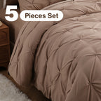 5/7pcs Pintuck Bed In A Bag Comforter Sets, Pinch Pleat Complete Bedding Sets with Comforter, Sheets & Pillowcases, Queen/King Size, All Season