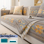 Chenille Sofa Slipcover Non-Slip Removable Couch Cover, 100% Polyester Boho Vintage Style Sofa Towel for 1 to 4-Seater Sofas & Armrests, Four Seasons Universal Home Decor in Dark Gray, Light Gray & Blue