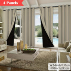 100% Blackout Curtains 4-Panel – Coated Lining Grommet Top for Total Darkness, Privacy Drapes for Bedroom Living Room Kitchen Bathroom, 8 Colors 9 Sizes