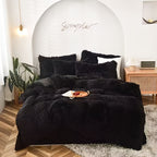 Velvet Duvet Cover Set Queen King Twin - Faux Down Flannel Bedding with Pillowcases & Bonus Heart Pillow, Zipper Closure Plush Thermal All-Season, 8 Colors 3/4-Piece