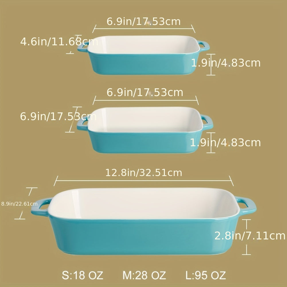 Porcelain Rectangular Baking Dish 12.8 x 8.9 Inch Ceramic Bakeware for Cakes Dinners Casseroles & Banquets - Oven Safe Roasting Pan
