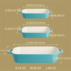Porcelain Rectangular Baking Dish 12.8 x 8.9 Inch Ceramic Bakeware for Cakes Dinners Casseroles & Banquets - Oven Safe Roasting Pan
