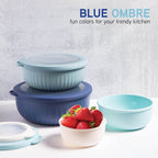 Mixing Bowl Set with Lids 8pcs - 4 Gradient Color Bowls + 4 Lids (13oz, 24oz, 41oz, 73oz), BPA-Free, Dishwasher Safe, Stackable for Meal Prep, Salad, Snacks & Food Storage