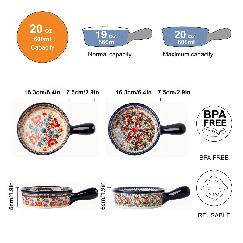 Bohemian Noodle Bowl Set with Lids Microwave Dishwasher & Oven Safe – Ceramic Soup Salad Fruit Meal Prep Bowls for Home, Office & Travel – 4 or 8 Piece