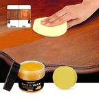 Beeswax Wood Furniture Polish & Protector with Sponge, Natural Bee Oil for Wooden Furniture Floor Maintenance Anti-Crack & Shine Restoration, 40g All-Wood Surface Care