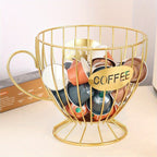 Coffee Pod Holder K-Cup Organizer Basket - Extra Large Capacity Capsule Storage for Coffee Bar, Kitchen Counter, Office Breakroom & Cafe Display, Gold & Black Options