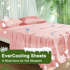 Cooling Bamboo Bed Sheet Set 4-Piece - Soft Lightweight Breathable Deep Pocket 16" Fitted Sheet, Flat Sheet & 2 Pillowcases, Machine Washable Summer Bedding, Twin Full Queen King, 12 Colors
