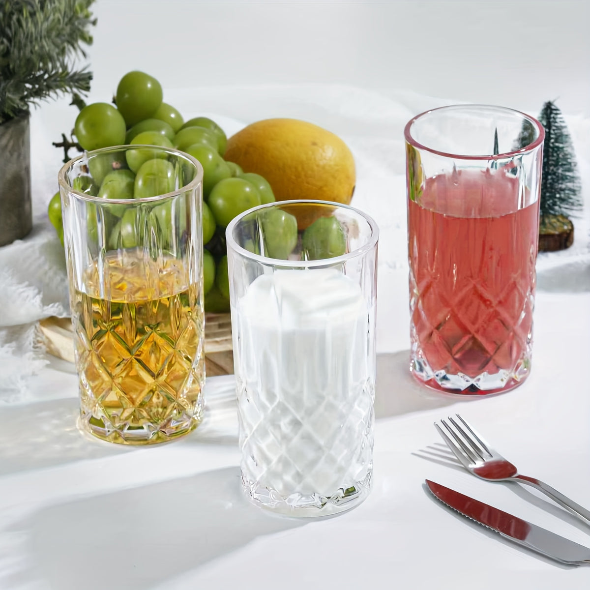 Highball Drinking Glasses Set of 6 – 14oz Crystal Clear Soda-Lime Glass Tumblers for Water Juice Beer Cocktails Tom Collins Bar Glassware