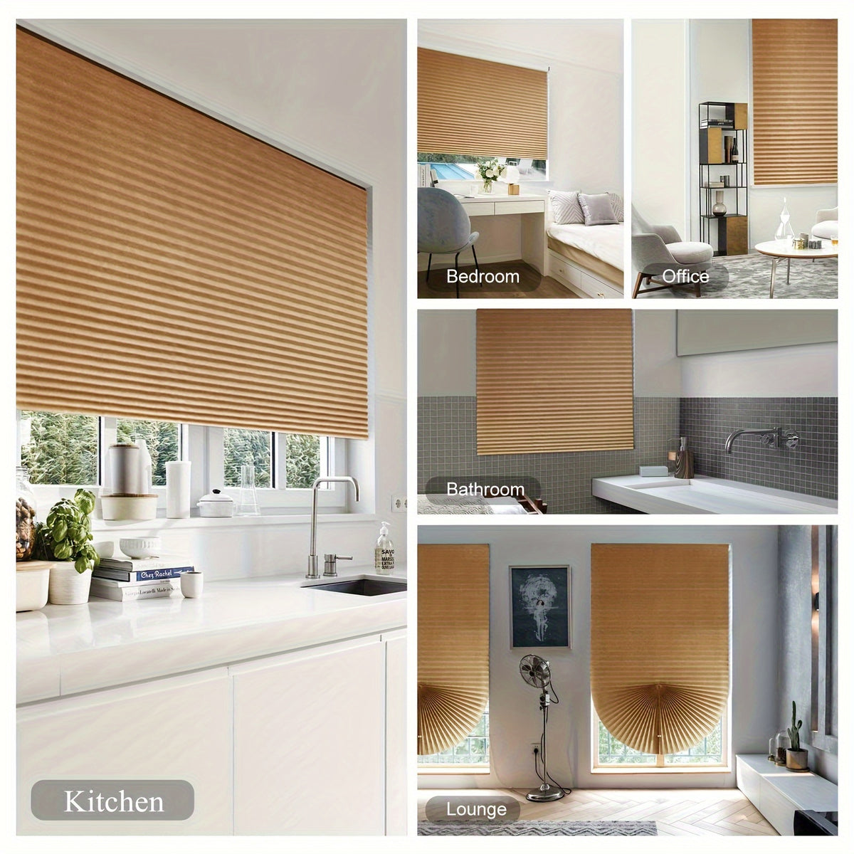 Cordless Pleated Window Shades 6 Pack No Drill - Light Filtering Room Darkening Blinds with Clips, Child Safe, 5 Colors 2 Sizes for Bedroom Living Room Office
