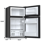 Compact Mini Fridge with Freezer 3.1 Cu Ft, 2-Door Small Refrigerator with Adjustable Glass Shelves for Bedroom, Office, Dorm, Kitchen & Apartment – Black or White