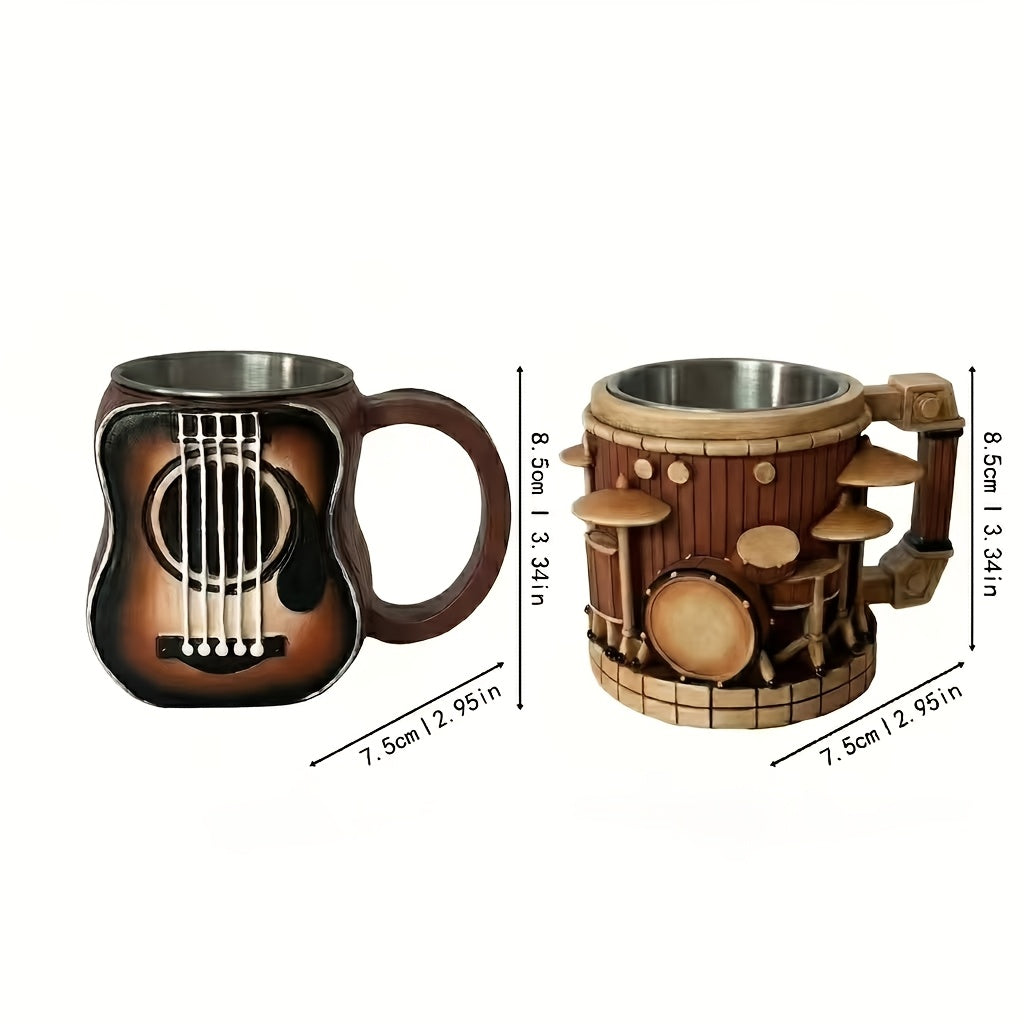 Musical Instrument Shaped Coffee Mug 11oz | Guitar & Drums Ceramic Cup Novelty Drinkware Perfect Gift for Music Lovers