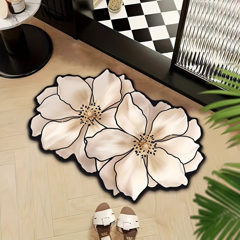 Diatom Mud Mat – Super Absorbent Quick-Dry Non-Slip Floor Mat for Bathroom, Kitchen & Living Room, Flower-Shaped Draining Mat, Home Decor Bath Mat, Multiple Sizes