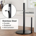 Stainless Steel Paper Towel Holder with Weighted Base – Heavy Duty Countertop Organizer Space Saving Modern Kitchen Essential – Black Silver Gold