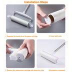 Pet Hair Removal Cleaning Set 4pcs – 3 Lint Roller Refill Rolls & Extendable Mop Brush for Floor, Sofa, Carpet & Furniture – Reusable Pet Hair Remover Kit for Dog & Cat Hair, Home Cleaning Essentials