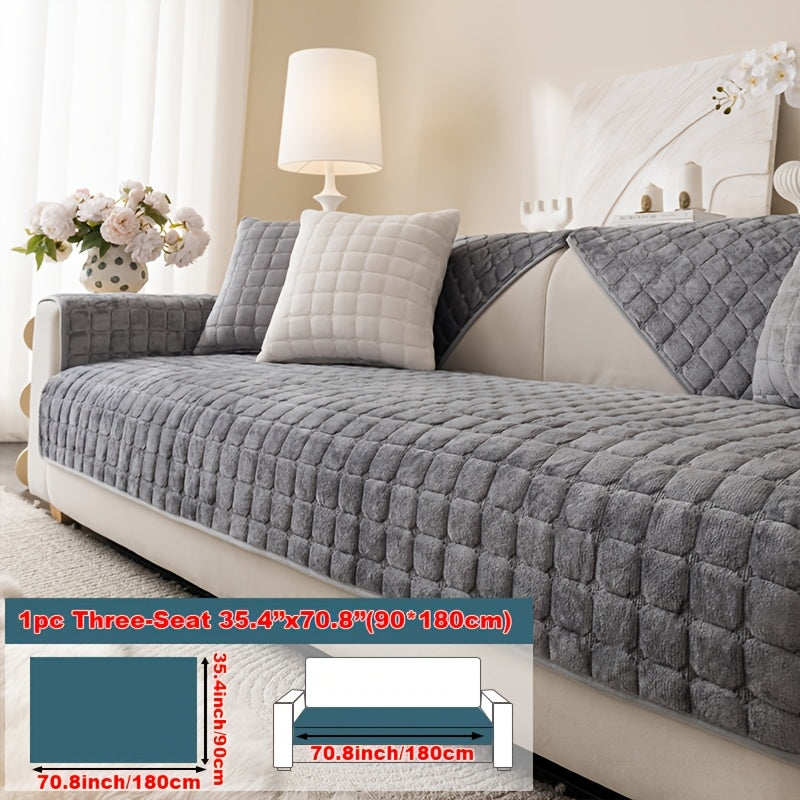 Short Plush Sofa Cover Soft Thick Pet Friendly All Season Sofa Protector Machine Washable for 1 2 3 4 Seater Living Room Bedroom Office Winter
