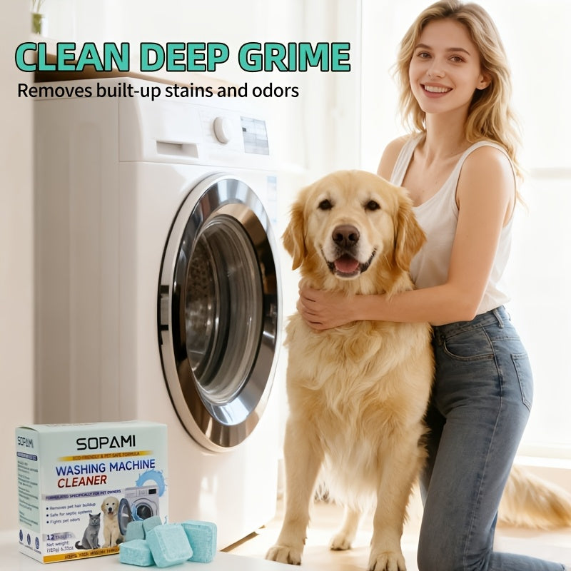 Washing Machine Cleaning Tablets – Deep Clean & Odor Eliminator for HE, Top Load & Front Load Washers – Removes Pet Odors, Hair & Lint Buildup with Lemon Fresh Sodium Bicarbonate Formula