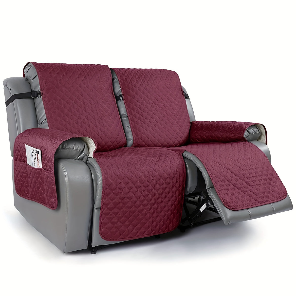 Waterproof 2-Seater Recliner Cover & Slipcover, Durable Furniture Protector for Living Room & Office, Water-Resistant Loveseat Recliner Chair Cover in Khaki, Light Gray & Burgundy
