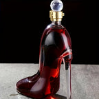 High-Heel Shoe Decanter – Handmade Lead-Free Crystal Glass with Stopper, 750ml Transparent Glossy Wine Decanter for Kitchen, Dining & Home Decor, Valentine’s Day & Holiday Gift