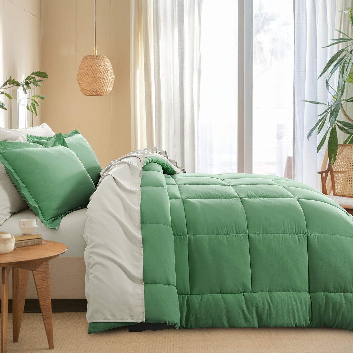 Bed in a Bag Queen 7 Piece Fluffy Comforter Set – Ultra-Soft Microfiber Bedding with Comforter, Fitted Sheet, Flat Sheet & 4 Pillowcases, Hypoallergenic Breathable All Season Bedding Gift for Her