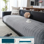 Bohemian Flannel Sofa Seat Cushion Cover Non-Slip Machine Washable Solid Color, Soft Plush Couch Cushion Slipcover for 2/3/4-Seater Sofas, Living Room Bedroom Office Furniture Protector – 3 Colors 3 Sizes