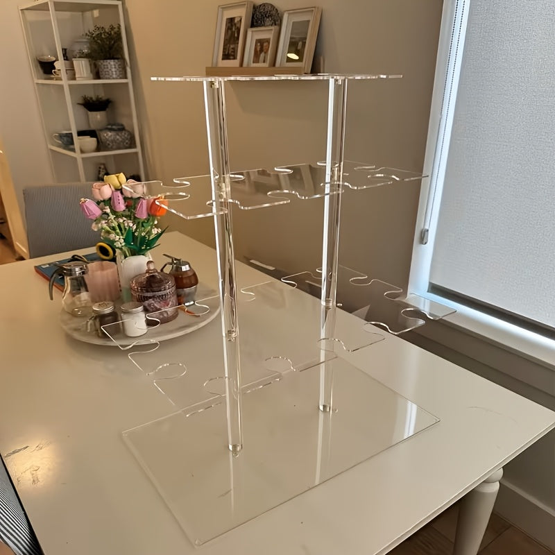 Champagne Tower 3-Tier Clear Acrylic Wine Glass Holder Stand for Wedding Reception New Year Eve Party - Elegant Drink Display for Banquet Bridal Shower Anniversary Company Dinner