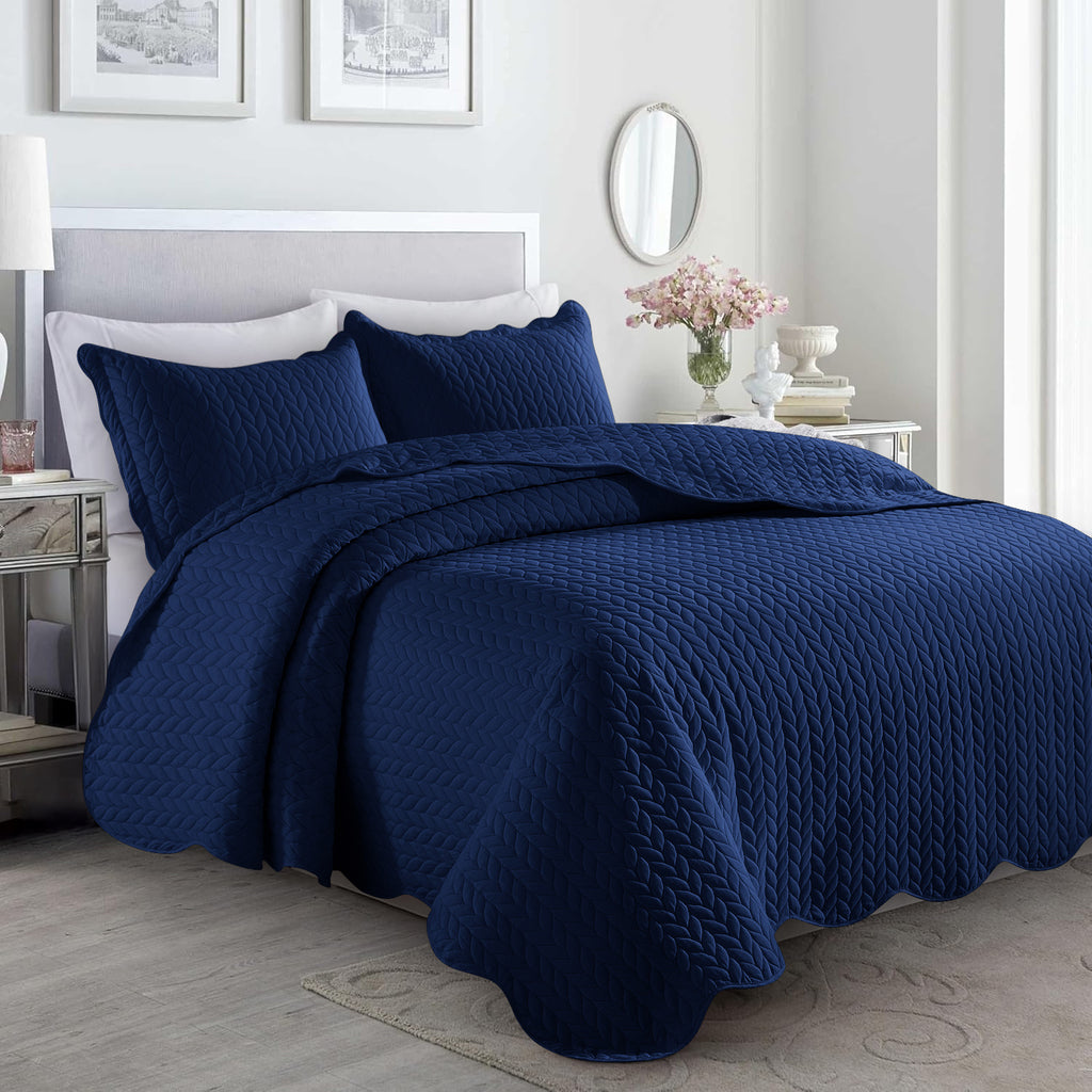 Microfiber Quilt Bedspread Set All Season Lightweight – Soft Breathable Quilted Coverlet Twin Full Queen King 16 Colors Machine Washable