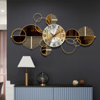 Large Metal Wall Clock 3D Decorative Silent 34x17 Inch – Modern Wall Art Clock for Living Room & Bedroom