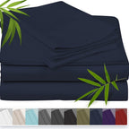 Bamboo Cooling Bed Sheet Set with Deep Pocket Fitted Sheet & Pillowcases – Breathable Soft Bedding for Hot Sleepers, Queen King Full Cal King Twin
