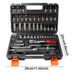 52-Piece Professional Tool Set Toolbox – Multi-Function Portable Home & Car Repair Kit for Enthusiasts and Professionals, Gift for Men, White Black Red