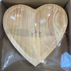 Wooden Heart Prayer Bowl & 30 Prayer Card Set Handcrafted Retro Decorative Bowl with Carved Cross – Christian Home Decor Easter Religious Gift for Prayer Room, Kitchen & Living Space