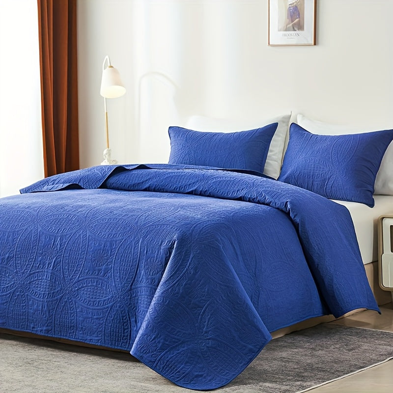 Lightweight Microfiber Quilt Set 2/3 Pcs – Coin Pattern Coverlet, Soft Breathable Bedspread for Twin Full Queen King, Back to School Dorm & Seasonal Bedroom Decor