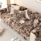 Faux Lamb Fluffy Sofa Cover Modern Gradient – Thick Plush Pet-Friendly Polyester Sofa Protector, Machine Washable 450-500g Fabric for Single, Double, Triple & Combination Sofas