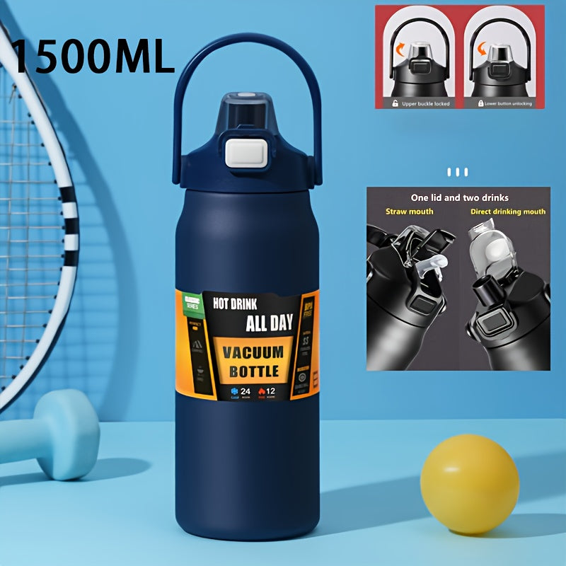 Large Capacity Vacuum Insulated Tumbler 1200ml/1500ml Stainless Steel - Leakproof Travel Mug Keeps Hot & Cold, for Travel Fitness Camping - Holiday Christmas Gift, 9 Colors