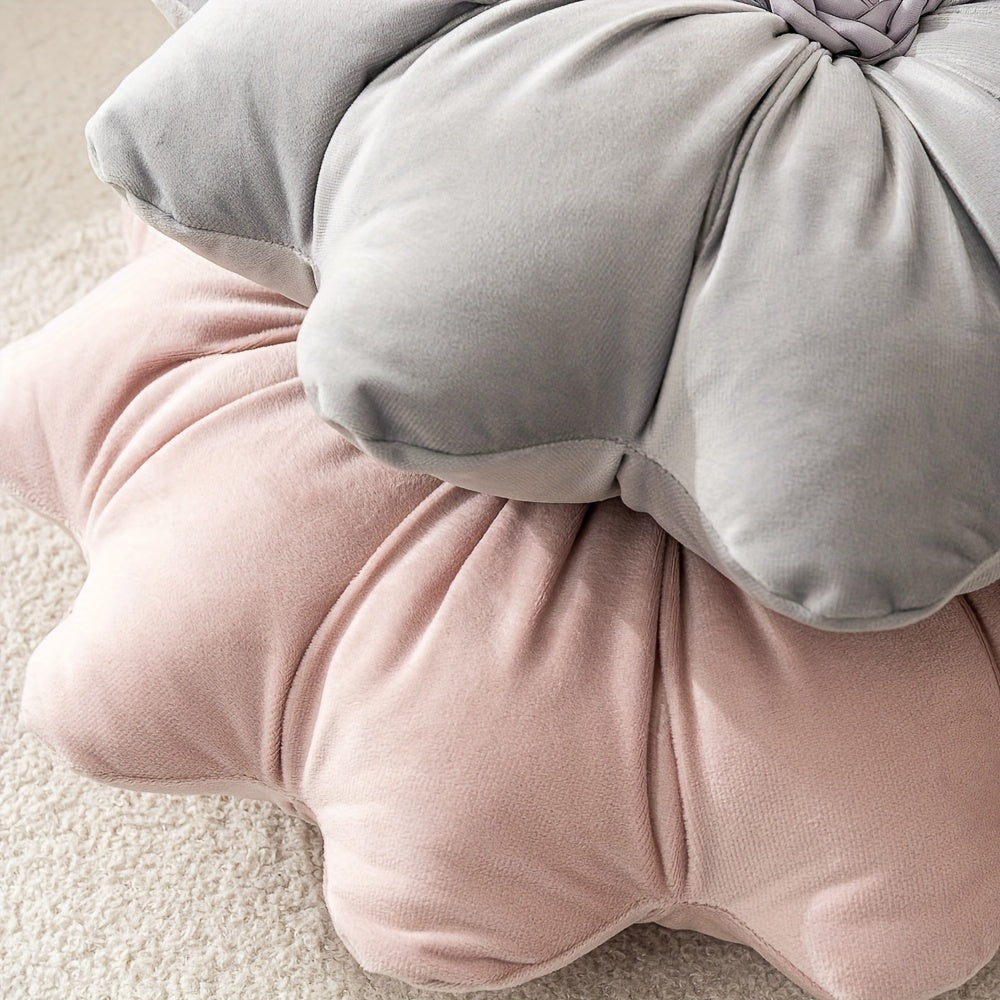 Velvet Flower-Shaped Throw Pillow with Pillow Core - Elegant Round Cushion for Sofa Bed and Living Room Decor Christmas Home Decoration Gift