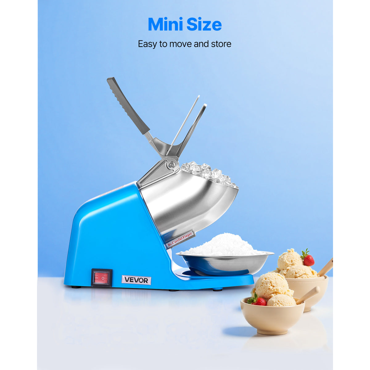 Electric Ice Crusher & Snow Cone Maker - 300W 286 lbs/h, 4 Stainless Steel Blades, One-Touch Operation, Anti-Splash, for Home Bar Office Kitchen | Nuvia Haven