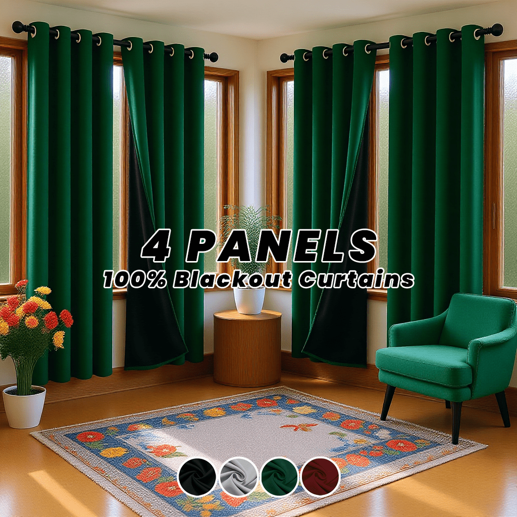 4-Panel 100% Blackout Velvet Curtains – Thermal Insulated, Noise Reducing, Privacy | Living Room & Bedroom | 4 Colors, 6 Sizes | Nuvia Haven