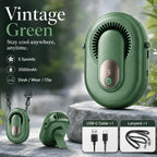 3-in-1 Portable Waist Fan USB-C Rechargeable 3500mAh – Wearable Neck Fan with Lanyard, Clip & Desk Stand, 5-Speed Hands-Free Personal Cooling Fan for Travel, Outdoor, Work & Gym