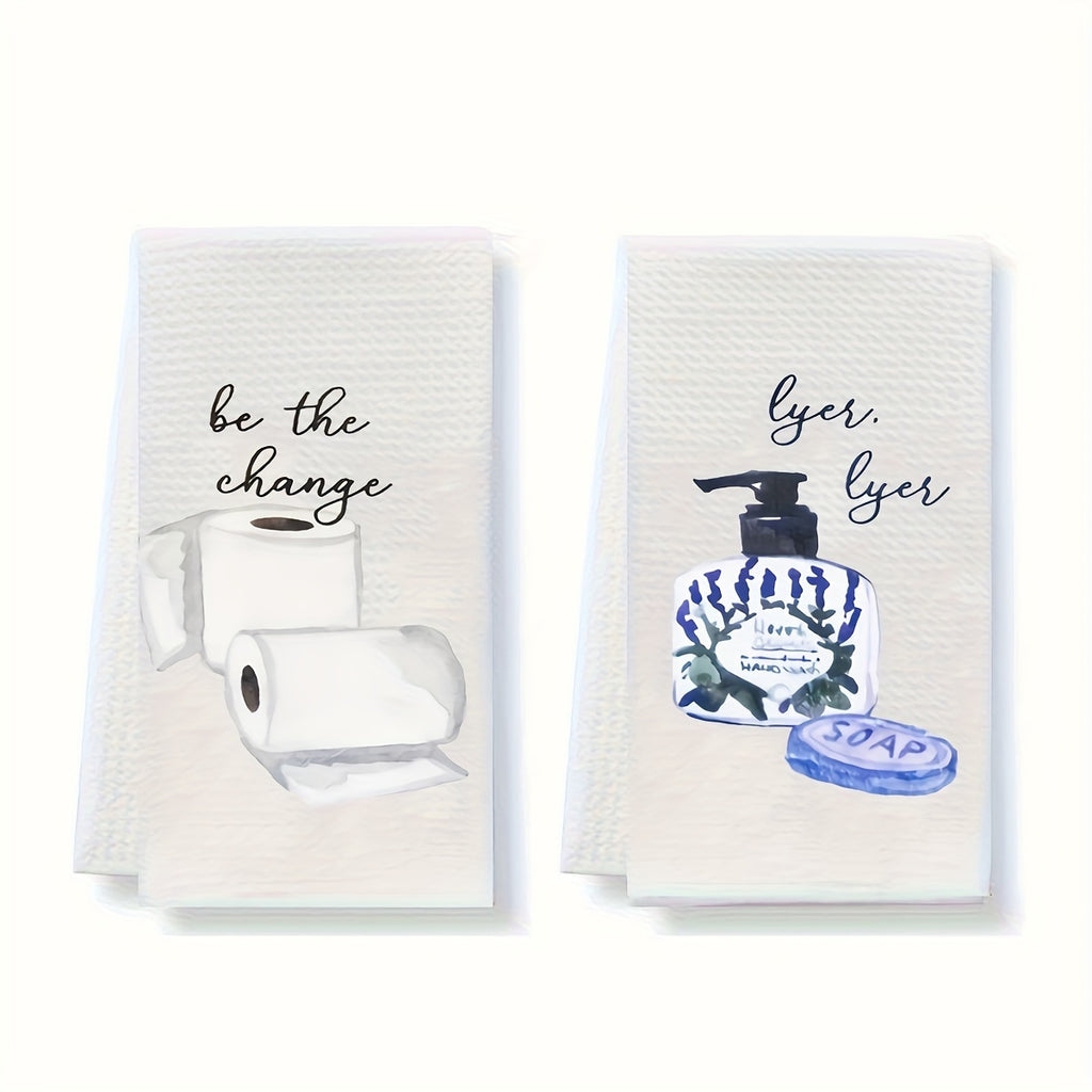 Funny Bathroom Hand Towels 2pcs – Absorbent Guest Towels 24×16 Inch | Humorous Bathroom Decor & Home Decor | Perfect Housewarming Gift