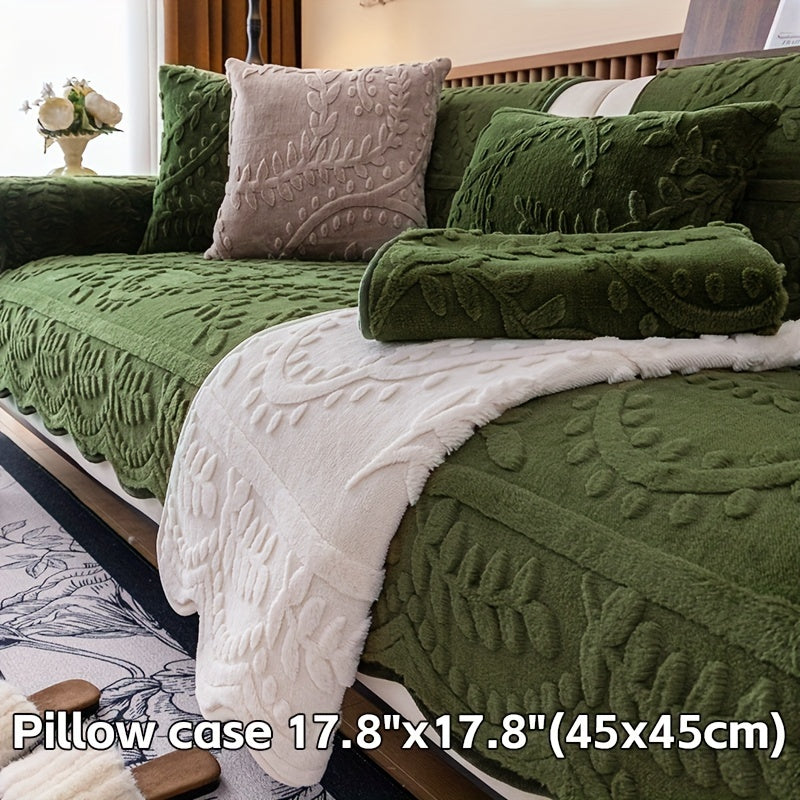 Faux Rabbit Fur Sofa Cover Thick Winter Warm Couch Protector Non-Slip Machine Washable Pet-Friendly Floral Sofa Slipcover for 1 2 3 4 Seater Living Room Bedroom