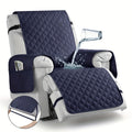 Waterproof Recliner Chair Cover with Pocket – 100% Non-Slip Washable Reclining Chair Slipcover with Adjustable Strap, Pet Friendly Furniture Protector for Dogs Cats, Living Room Home Decor, 1pc