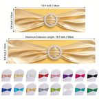 Metallic Spandex Chair Sashes Bow Bands 100pcs – Sparkle Lycra Stretch Chair Ties with Buckle for Wedding, Banquet & Party Decor | Gold, Silver, Rose Gold