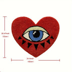 Heart Shaped Plush Bathroom Mat with Eye Pattern - Non-Slip Absorbent Irregular Bath Rug, 20.47" x 24.4", Decorative Bathtub Foot Pad for Valentine's Day, Bedroom & Home Decor