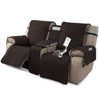 Recliner Loveseat Cover with Console 4-Piece Chenille Quilted Waterproof Slipcover | Non-Slip Pet Scratch Resistant Sofa Protector with Cup Holder Pocket, 9 Colors