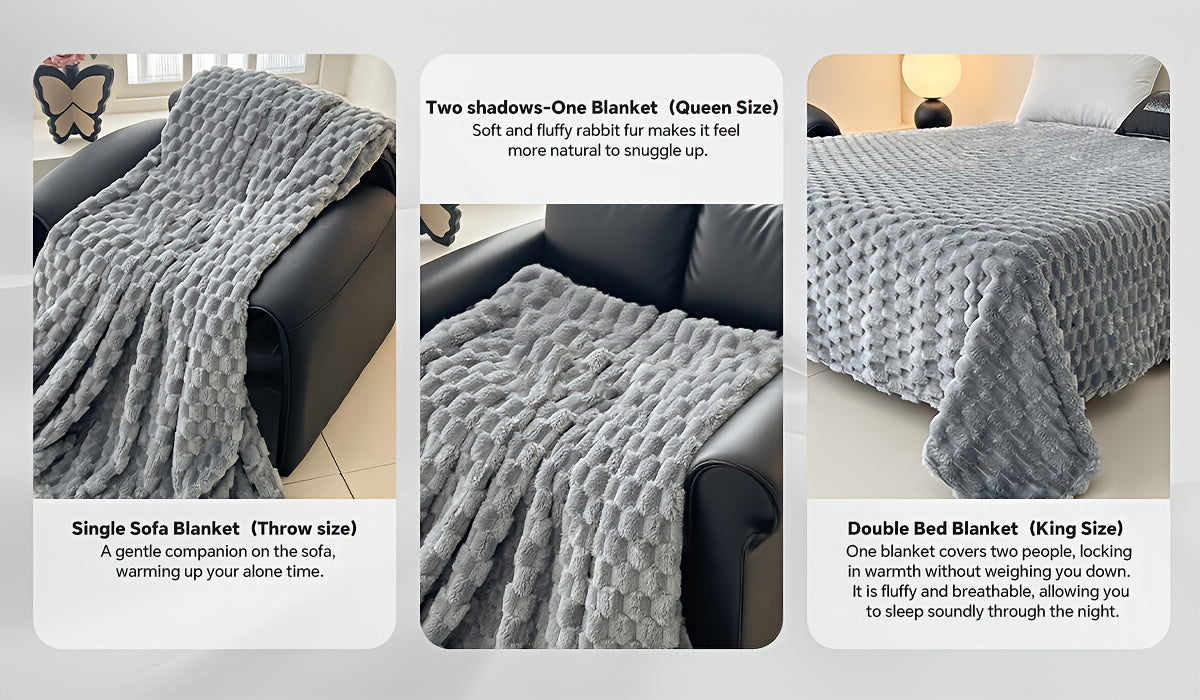 Super Soft Fuzzy Plush Throw Blanket 100% Polyester Lightweight Queen Size Bed Blanket for Women Bedroom Spring Summer 4 Colors 4 Sizes