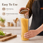 Glass Food Storage Jars with Wooden Lids 4-Piece Set – Airtight Transparent Kitchen Canister Set for Coffee Beans, Spices, Snacks & Dry Goods | 16/25/34/53 oz