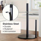 Stainless Steel Paper Towel Holder with Weighted Base – Heavy Duty Countertop Organizer Space Saving Modern Kitchen Essential – Black Silver Gold