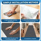 Non-Slip Hallway Runner Rug Self-Adhesive TPR Backing Ultra-Thin 0.4mm 5 Colors 6 Sizes for Kitchen Bedroom Living Room Entryway Hardwood Floors
