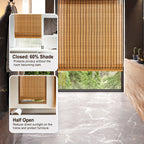Bamboo Roman Shade – Light Filtering, Adjustable Lift System, Easy Install | Living Room & Home Decor | 13 Sizes | Nuvia Haven