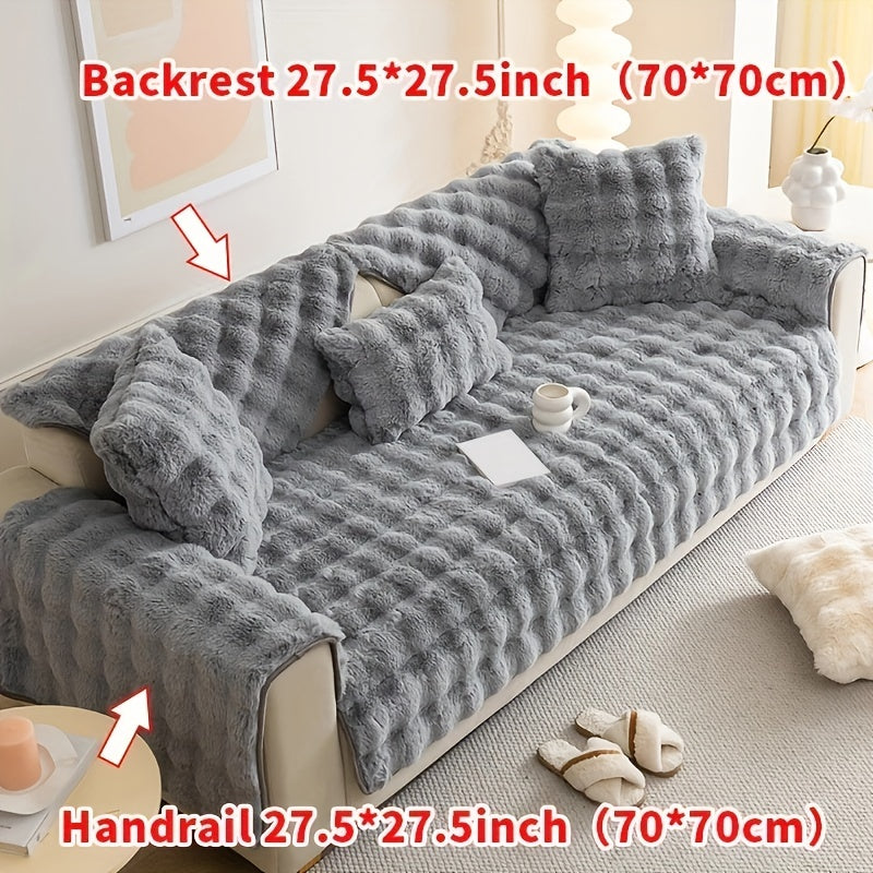 Faux Rabbit Fur Plush Sofa Cover Thick Milkskin Split Slipcover Cozy Winter Warmth Pet Friendly Machine Washable 1 2 3 4 Seater Living Room Bedroom Office